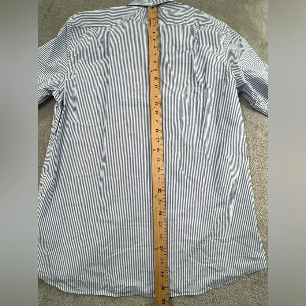 NEW J Crew L Slim Flex Washed Men's Blue White Striped Classic Long Sleeve Shirt